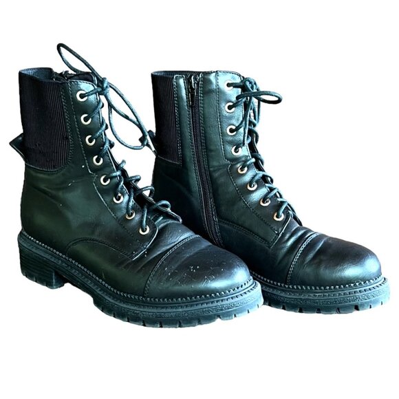 Women's Rock & Candy by ZiGi Black Lace-Up Combat Boots, Size US 7 - Picture 4 of 12